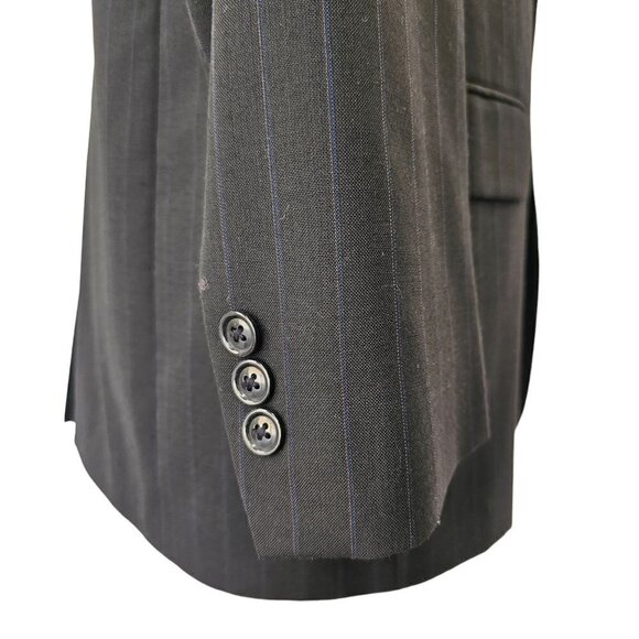 TownCraft JC Penny Navy Blue Pinstripe 2 Button Sport Coat Poly Wool Size 38S - Picture 6 of 11